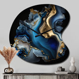 Abstract Geode Marble Blue II - Asymmetric Metal Wall Clock