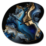 Abstract Geode Marble Blue II - Asymmetric Metal Wall Clock