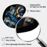 Abstract Geode Marble Blue II - Asymmetric Metal Wall Clock