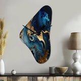 Abstract Geode Marble Blue III - Asymmetric Metal Wall Clock