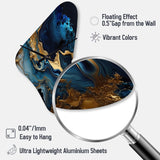 Abstract Geode Marble Blue III - Asymmetric Metal Wall Clock
