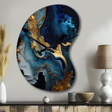Abstract Geode Marble Blue III - Asymmetric Metal Wall Clock