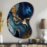 Abstract Geode Marble Blue III - Asymmetric Metal Wall Clock