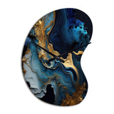 Abstract Geode Marble Blue III - Asymmetric Metal Wall Clock