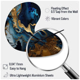 Abstract Geode Marble Blue III - Asymmetric Metal Wall Clock