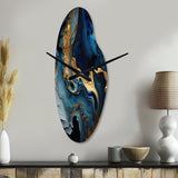 Abstract Geode Marble Blue III - Asymmetric Metal Wall Clock