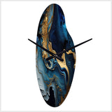 Abstract Geode Marble Blue III - Asymmetric Metal Wall Clock