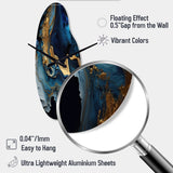 Abstract Geode Marble Blue III - Asymmetric Metal Wall Clock