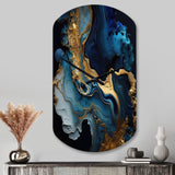 Abstract Geode Marble Blue III - Asymmetric Metal Wall Clock