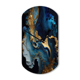 Abstract Geode Marble Blue III - Asymmetric Metal Wall Clock
