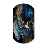 Abstract Geode Marble Blue III - Asymmetric Metal Wall Clock
