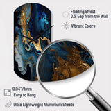 Abstract Geode Marble Blue III - Asymmetric Metal Wall Clock
