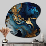 Abstract Geode Marble Blue III - Asymmetric Metal Wall Clock