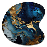 Abstract Geode Marble Blue III - Asymmetric Metal Wall Clock