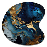 Abstract Geode Marble Blue III - Asymmetric Metal Wall Clock