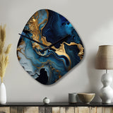Abstract Geode Marble Blue III - Asymmetric Metal Wall Clock