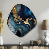 Abstract Geode Marble Blue III - Asymmetric Metal Wall Clock