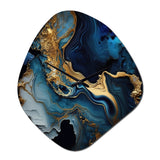 Abstract Geode Marble Blue III - Asymmetric Metal Wall Clock