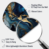 Abstract Geode Marble Blue III - Asymmetric Metal Wall Clock