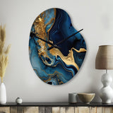 Abstract Geode Marble Blue III - Asymmetric Metal Wall Clock