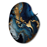 Abstract Geode Marble Blue III - Asymmetric Metal Wall Clock