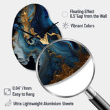 Abstract Geode Marble Blue III - Asymmetric Metal Wall Clock