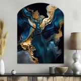 Abstract Geode Marble Blue IV - Asymmetric Metal Wall Clock