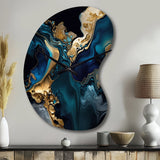 Abstract Geode Marble Blue IV - Asymmetric Metal Wall Clock