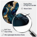 Abstract Geode Marble Blue IV - Asymmetric Metal Wall Clock