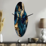Abstract Geode Marble Blue IV - Asymmetric Metal Wall Clock