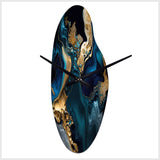 Abstract Geode Marble Blue IV - Asymmetric Metal Wall Clock