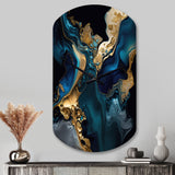 Abstract Geode Marble Blue IV - Asymmetric Metal Wall Clock