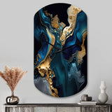 Abstract Geode Marble Blue IV - Asymmetric Metal Wall Clock