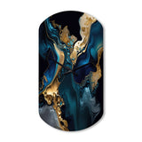 Abstract Geode Marble Blue IV - Asymmetric Metal Wall Clock