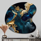 Abstract Geode Marble Blue IV - Asymmetric Metal Wall Clock