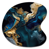 Abstract Geode Marble Blue IV - Asymmetric Metal Wall Clock