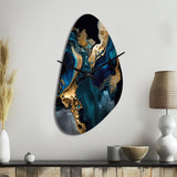 Abstract Geode Marble Blue IV - Asymmetric Metal Wall Clock