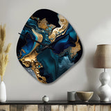 Abstract Geode Marble Blue IV - Asymmetric Metal Wall Clock