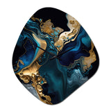 Abstract Geode Marble Blue IV - Asymmetric Metal Wall Clock