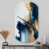 Abstract Geode Gold And Blue Marble I - Asymmetric Metal Wall Clock
