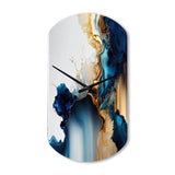 Abstract Geode Gold And Blue Marble I - Asymmetric Metal Wall Clock