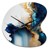 Abstract Geode Gold And Blue Marble I - Asymmetric Metal Wall Clock