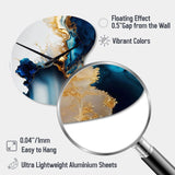 Abstract Geode Gold And Blue Marble I - Asymmetric Metal Wall Clock