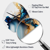 Abstract Geode Gold And Blue Marble I - Asymmetric Metal Wall Clock