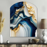 Abstract Geode Gold And Blue Marble II - Asymmetric Metal Wall Clock