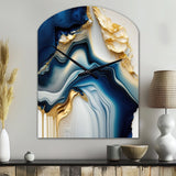 Abstract Geode Gold And Blue Marble II - Asymmetric Metal Wall Clock