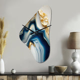 Abstract Geode Gold And Blue Marble II - Asymmetric Metal Wall Clock
