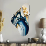 Abstract Geode Gold And Blue Marble II - Asymmetric Metal Wall Clock