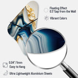 Abstract Geode Gold And Blue Marble II - Asymmetric Metal Wall Clock