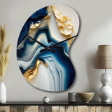 Abstract Geode Gold And Blue Marble II - Asymmetric Metal Wall Clock